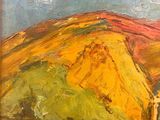 an image of a painting of a mountain in a wooden frame