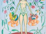 une image représentant un tableau où l'on voit une femme avec des fleurs sur la tête