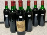 six bouteilles de vin sont alignées sur un comptoir