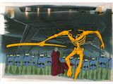 painting of a man holding a baseball bat in a stadium