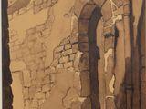 an image of a drawing of a doorway in a stone building