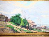 a picture of a painting of a farm scene in a frame