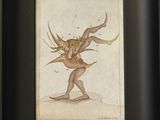 painting of a man holding a fish in his right hand