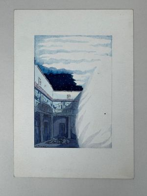 a picture of a picture of a building with a sky in the background