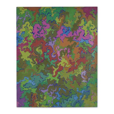 une peinture abstraite colorée sur toile, sur fond blanc