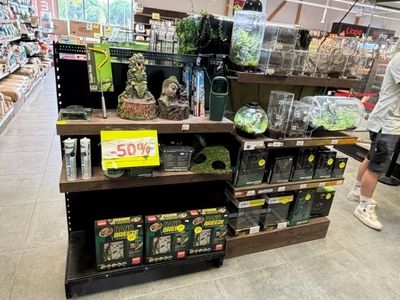 un homme debout devant un présentoir de plantes dans un magasin