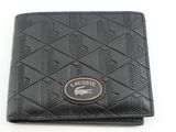portefeuille en cuir noir orné d'un emblème en forme de crocodile sur le devant