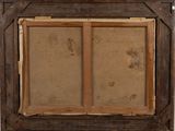 an old picture of a picture of a window with a wooden frame