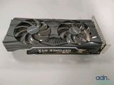 a close up of a video card on a white surface