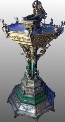 Fontaine de table monumentale argent et malachite probableme…