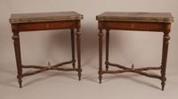 Suite de quatre tables à plateaux rectangulaires, en bois de…