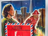 an old movie poster of a man and a woman in front of a castle