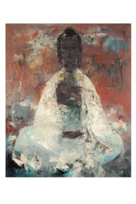 an image of a painting of a person sitting in a lotus pose