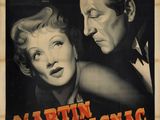 une vieille affiche de cinéma représentant un homme et une femme en smoking