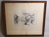 an image of a drawing of a tree in a wooden frame
