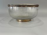 silver and glass bowl with beaded rim