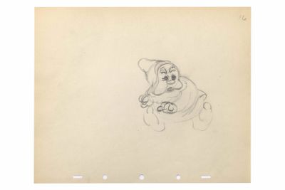 an old drawing of a cartoon character sitting on a chair