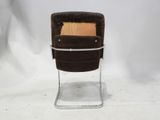 an image of a brown chair with a wooden seat on a white background