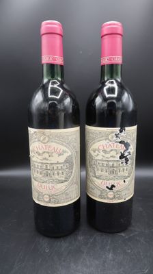 deux bouteilles de vin rouge posées sur une table noire