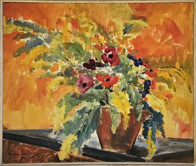 Maurice SERULLAZ (1914-1997) Vase de fleurs aux anémones Acr…