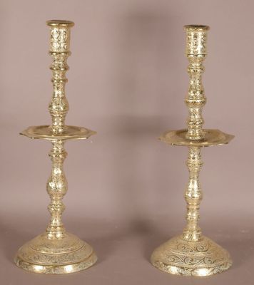 pair of antique brass candlesticks