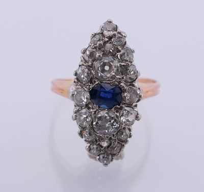 an antique sapphire and diamond cluster ring