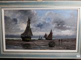 une image d'une peinture de bateaux sur l'eau