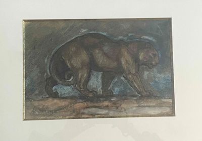 a picture of a painting of a bear in a cave