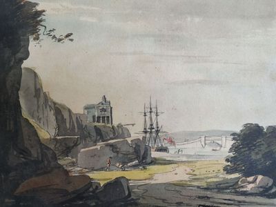 ANGLETERRE, circa 1800 Navire à quai Aquarelle 13,5 x 17,5 c… - Photo 1