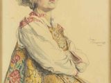 une image représentant le dessin d'une jeune fille en robe jaune