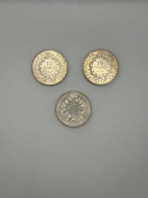 Trois pièces de 10 francs en argent ( 3X1967 ). Poids : 74,9 g - Photo 1