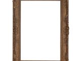 an old wooden frame with a decorative pattern on a white background