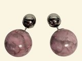 pair of pink stone earrings on a white background