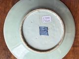 a plate that has a blue and white design on it
