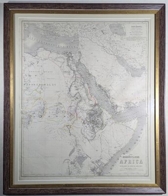 Adolf GRÄF ( actif 1855 - 1878), Carte encadrée de l'Afrique…
