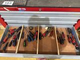 many tools in the drawer of a tool box