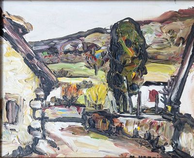 un tableau représentant un train avançant sur les rails