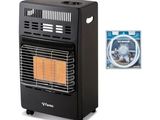 a close up of a heater on a white background next to a package