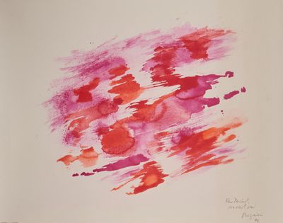 a picture of a painting of red paint on a white paper