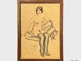 l'image d'un dessin représentant une femme assise sur une chaise