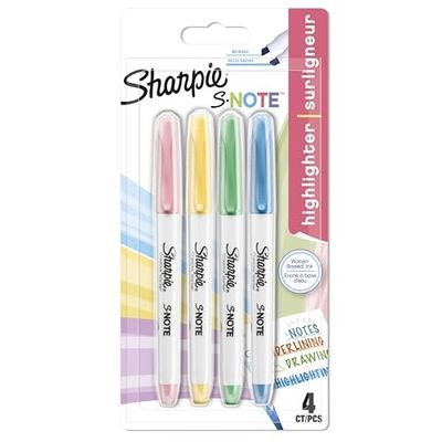 Trois marqueurs Sharpie sont présentés dans un emballage sur fond blanc