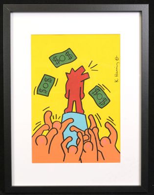 an image of a picture of a person standing on top of a pile of money