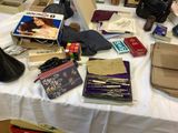 a table with a lot of items on it