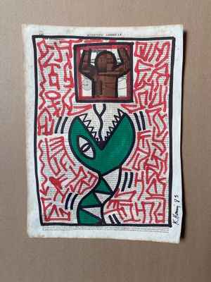 Keith HARING (1958-1990) Dessin de techniques mixtes sur une…
