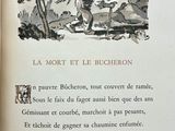 an open book with a picture of a man carrying a bunch of wood