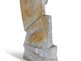 statue of a man made of stone on a white background