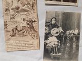 three old photos of a man sitting in a chair next to a table