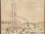 une image d'un tableau représentant un bateau dans l'eau