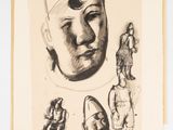 un dessin représentant le visage d'un homme et la tête d'une femme