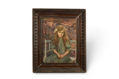 une image d'un tableau représentant une femme assise sur un banc